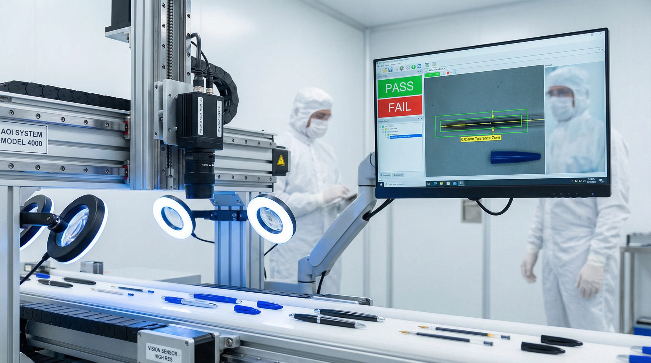 Automated Optical Inspection for Pen Assembly Quality Control: Machine Vision Systems Detecting 0.05mm Defects