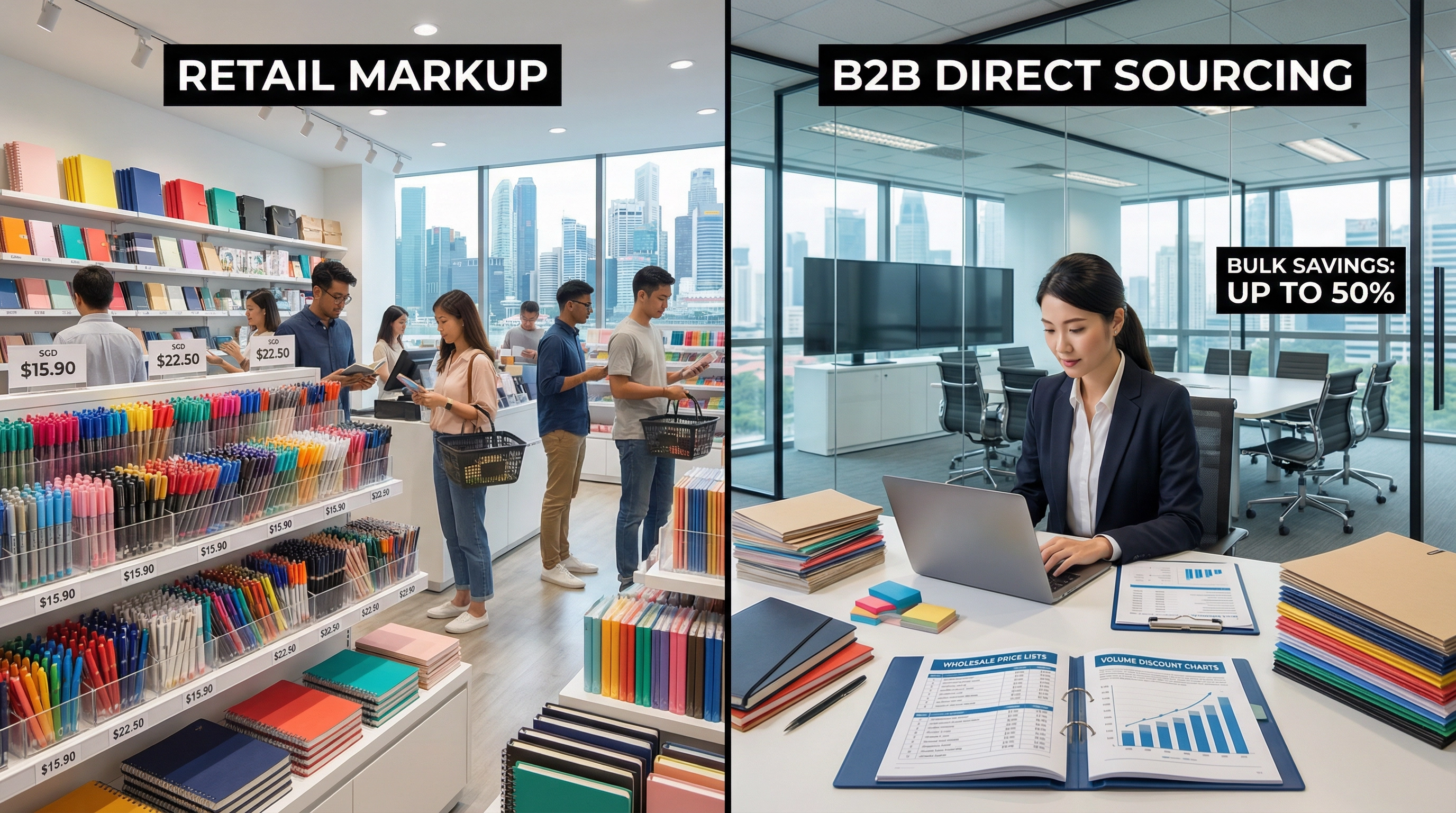 Singapore Retail vs B2B Stationery Pricing: Why Corporate Buyers Pay 30-40% Less Through Direct Sourcing